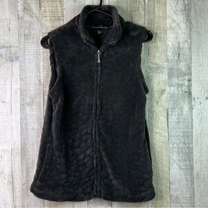 French Laundry Large Soft Fleece Grey Vest Zippered Front With Pockets